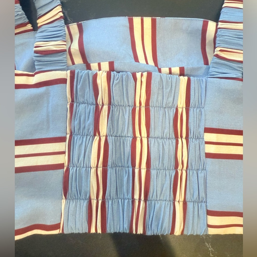 Dress To Elegant Blue Striped A-Line Crop Top & Skirt Set - Picture 5 of 8